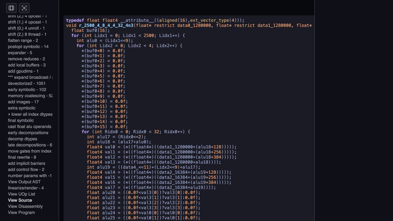 Generated tinygrad CPU kernel